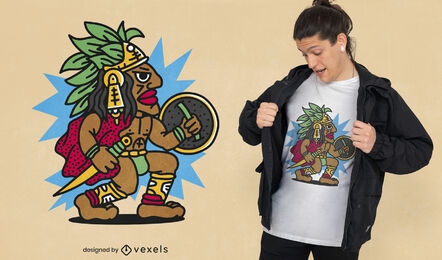 Aztec warrior character t-shirt design