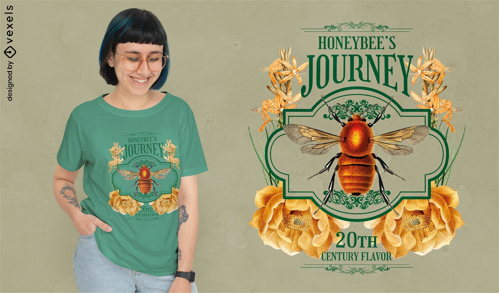 Diseño de camiseta de miel de abejas.