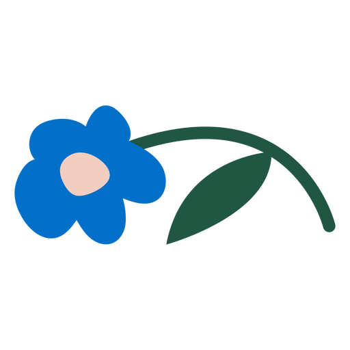 Flat blue flower icon PNG Design