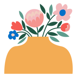 Cute flat flowers in jar PNG Design