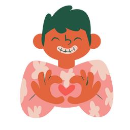 Jungencharakter, der Herzhandzeichen tut PNG-Design