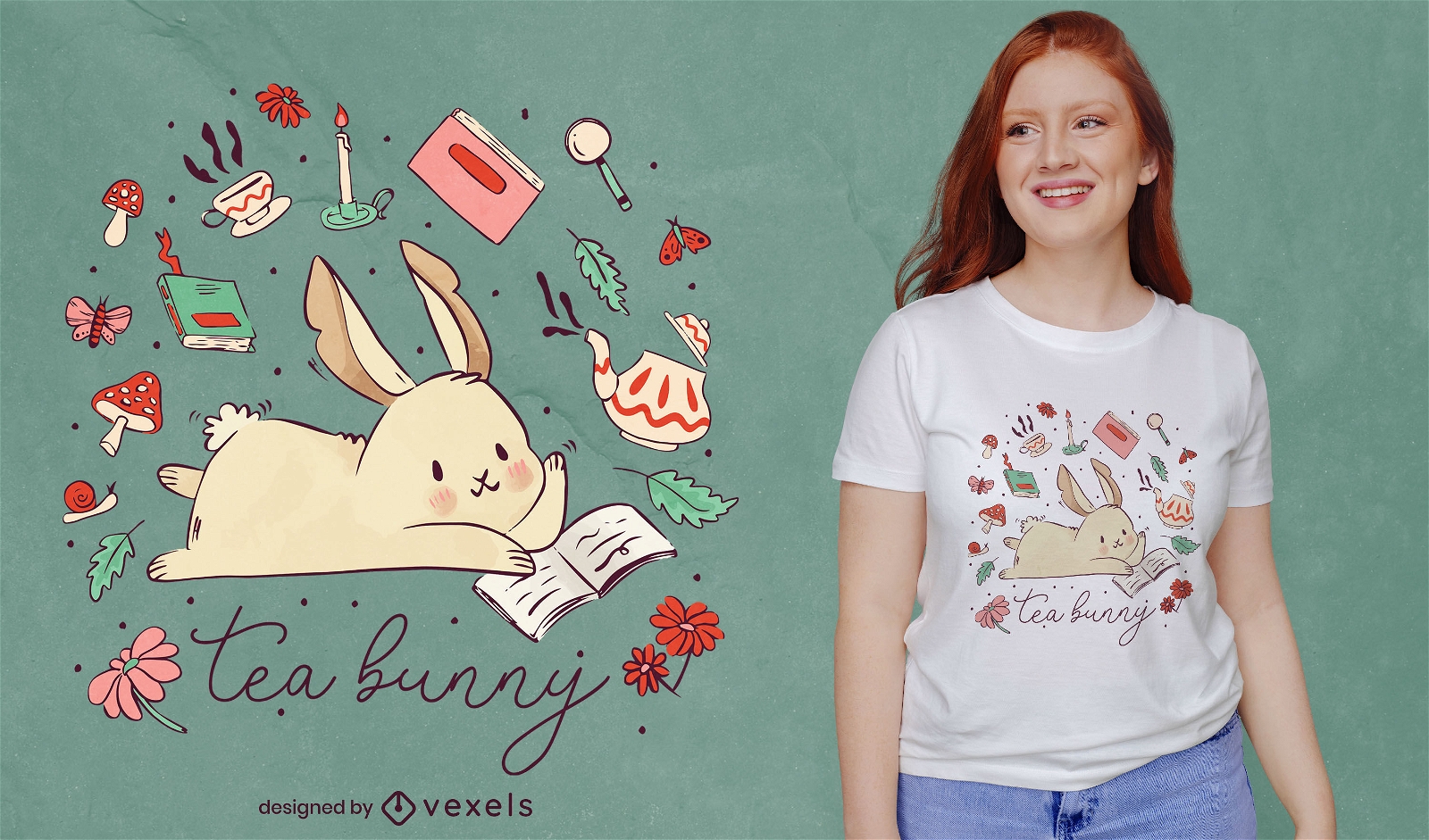 Bunny reading t-shirt design
