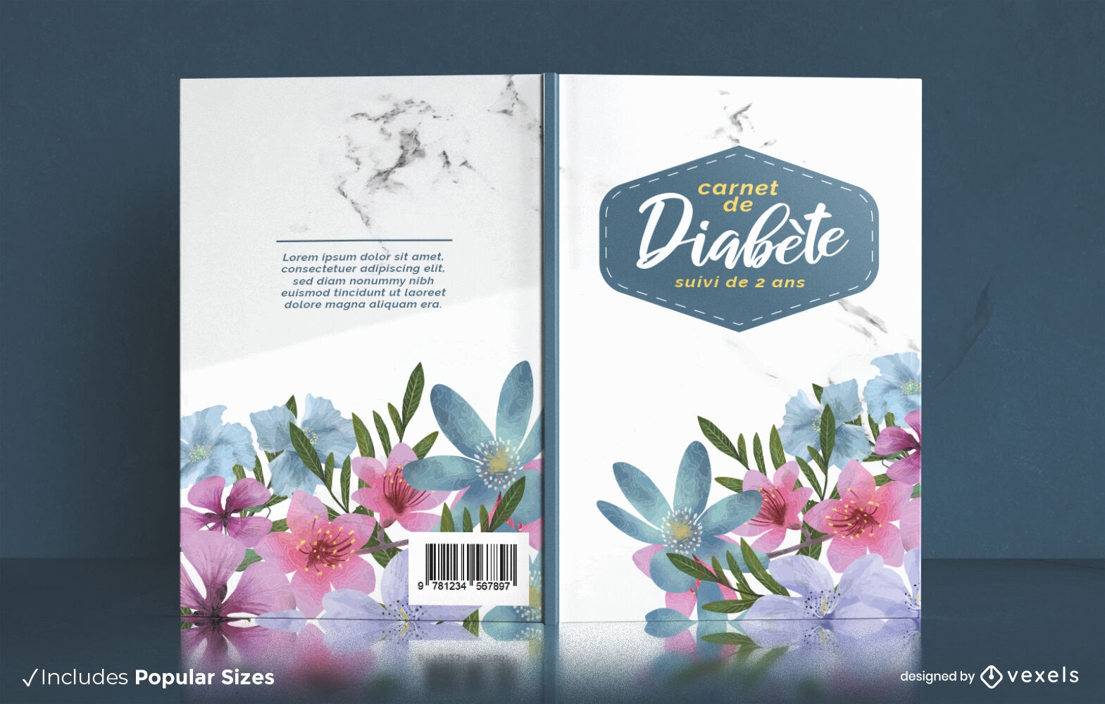Design de capa de livro floral diabetes