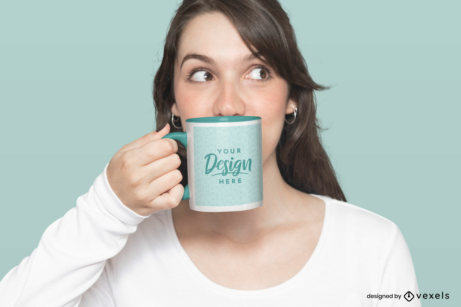 Female model mug mockup