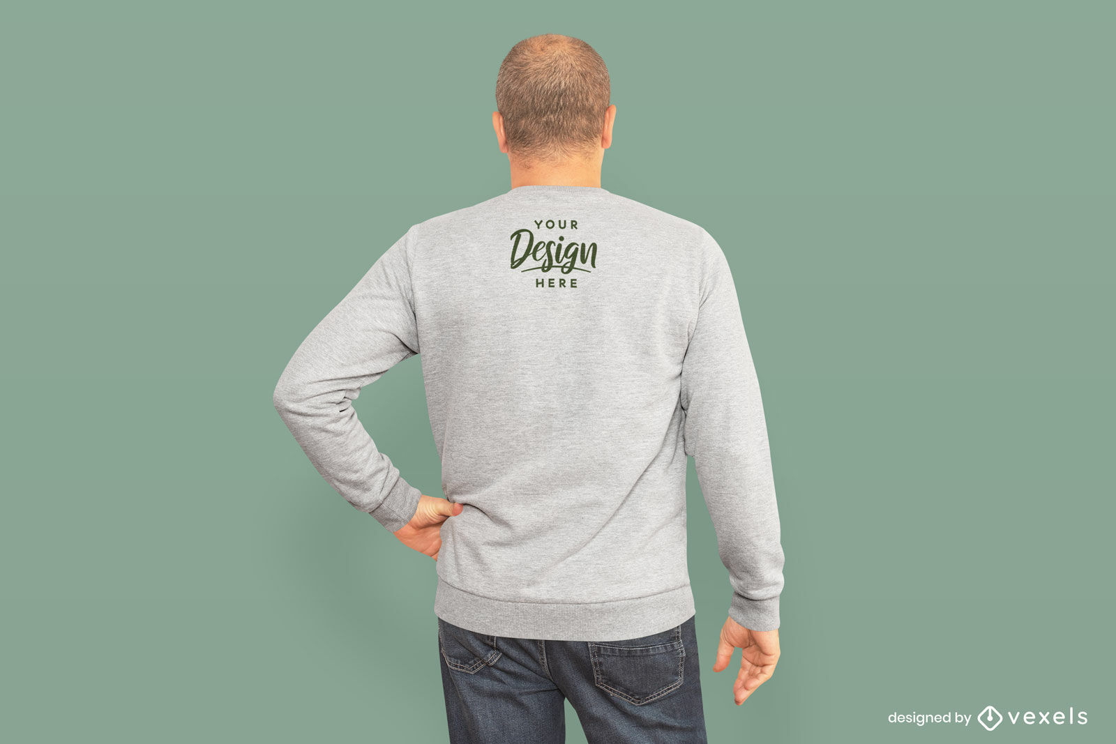 Maqueta de sudadera de modelo masculino mirando hacia atrás