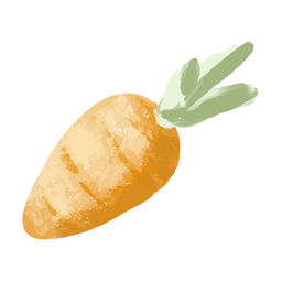 Icono de acuarela de comida de zanahoria de conejito de Pascua