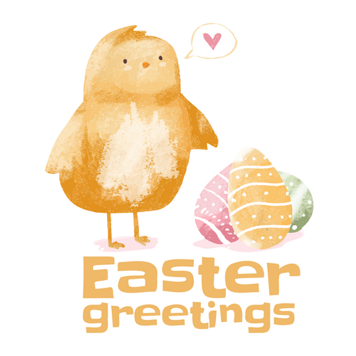 Easter greetings chick watercolor quote badge PNG Design