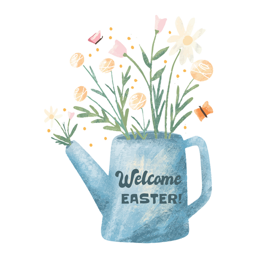 Easter flowers watercolor quote badge PNG Design