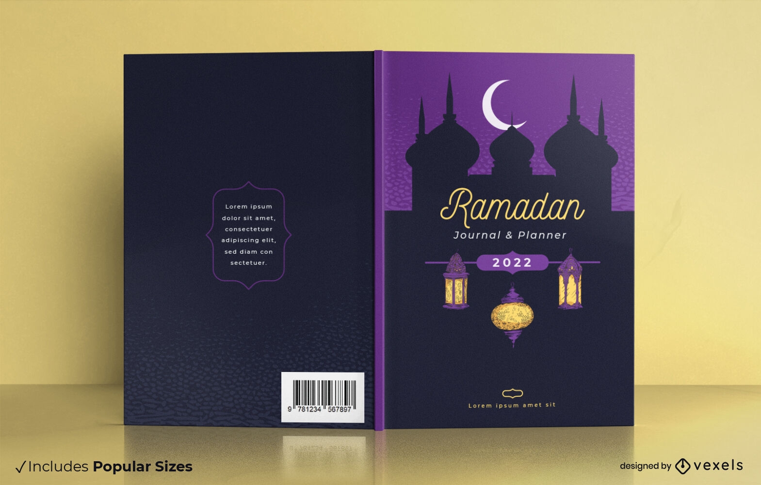 Diseño de portada de libro de diario de vacaciones de ramadán