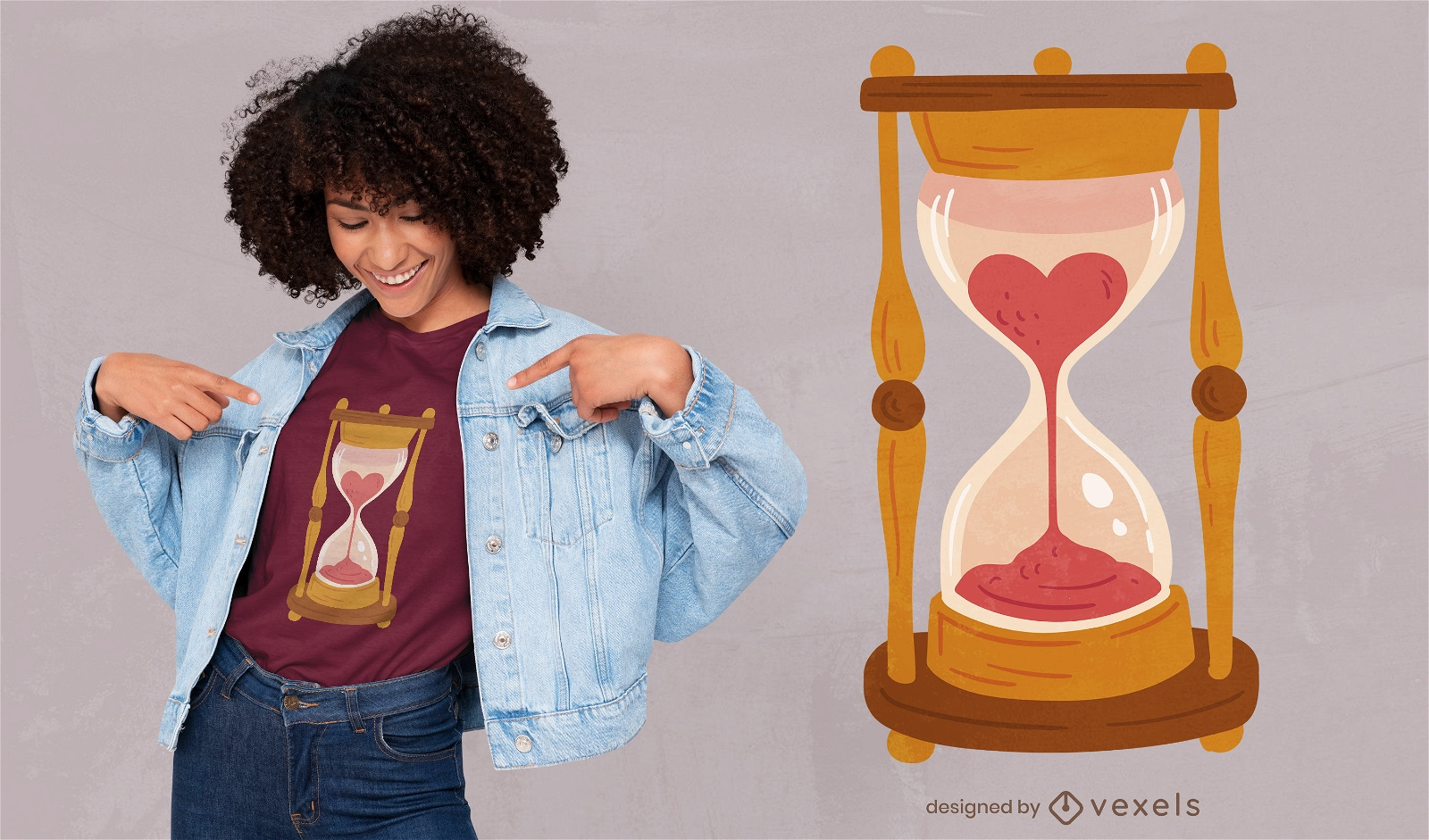 Heart sand hourglass t-shirt design