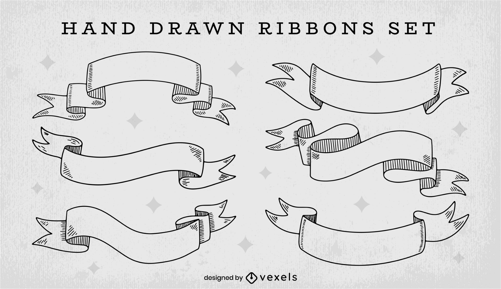 Line art ribbons set