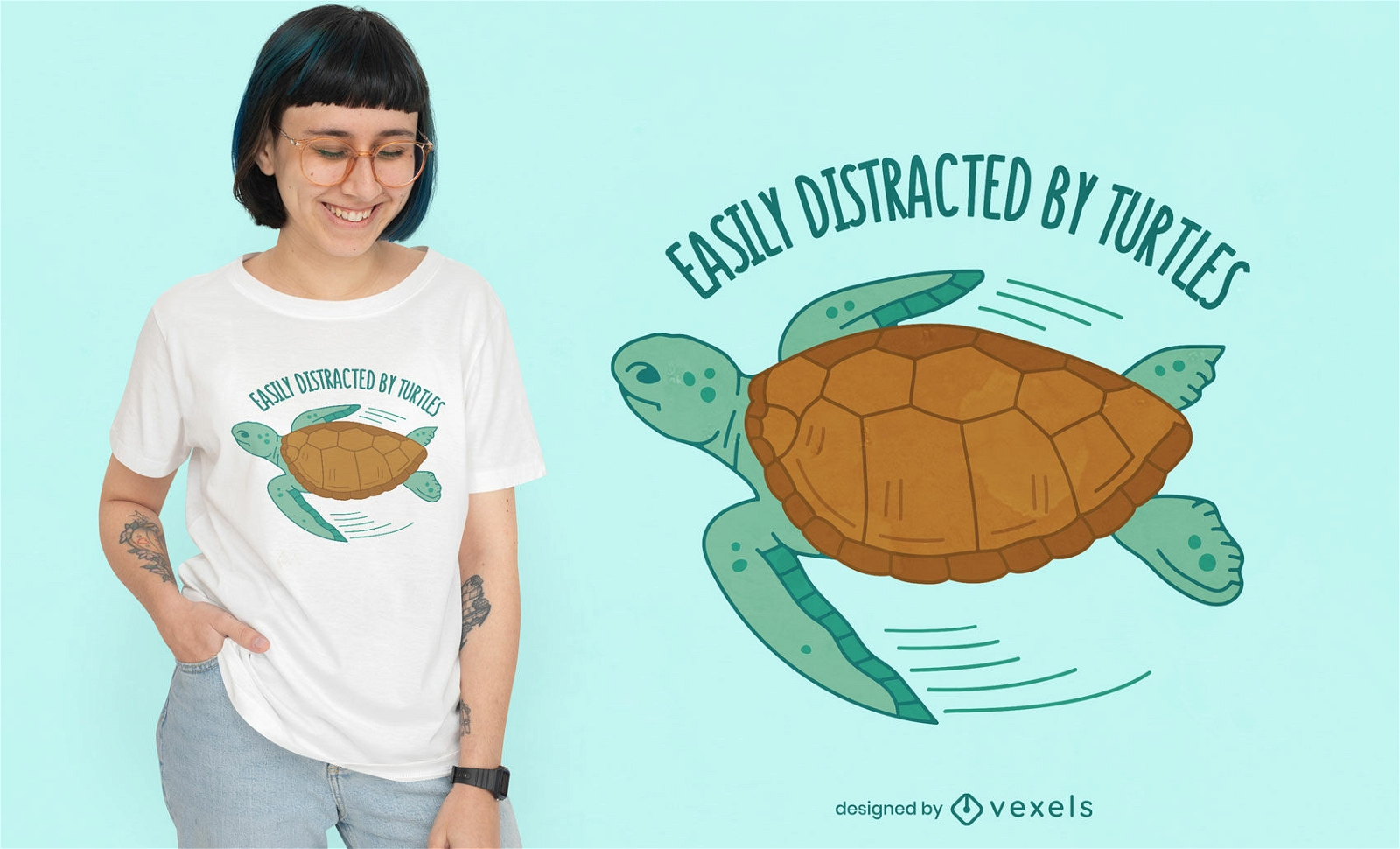 Design de t-shirt de citação de natação animal tartaruga