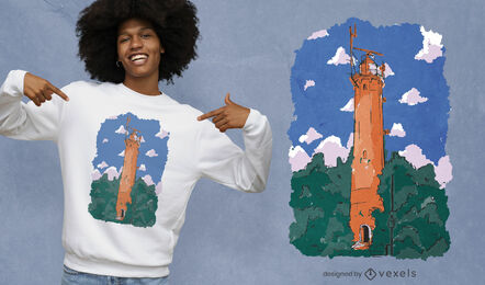 Leuchtturm im Wald-T-Shirt-Design