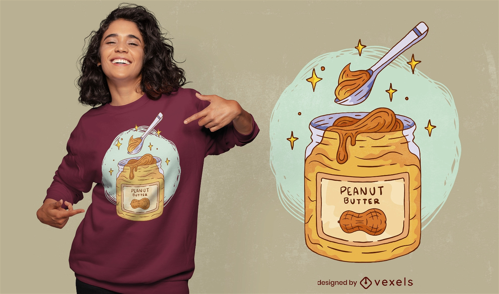 Design de t-shirt de pote de comida de manteiga de amendoim