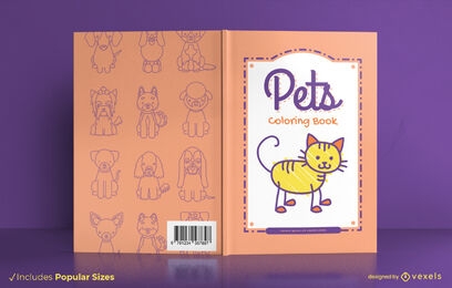 Colorear doodle mascotas Diseño de portada de libro