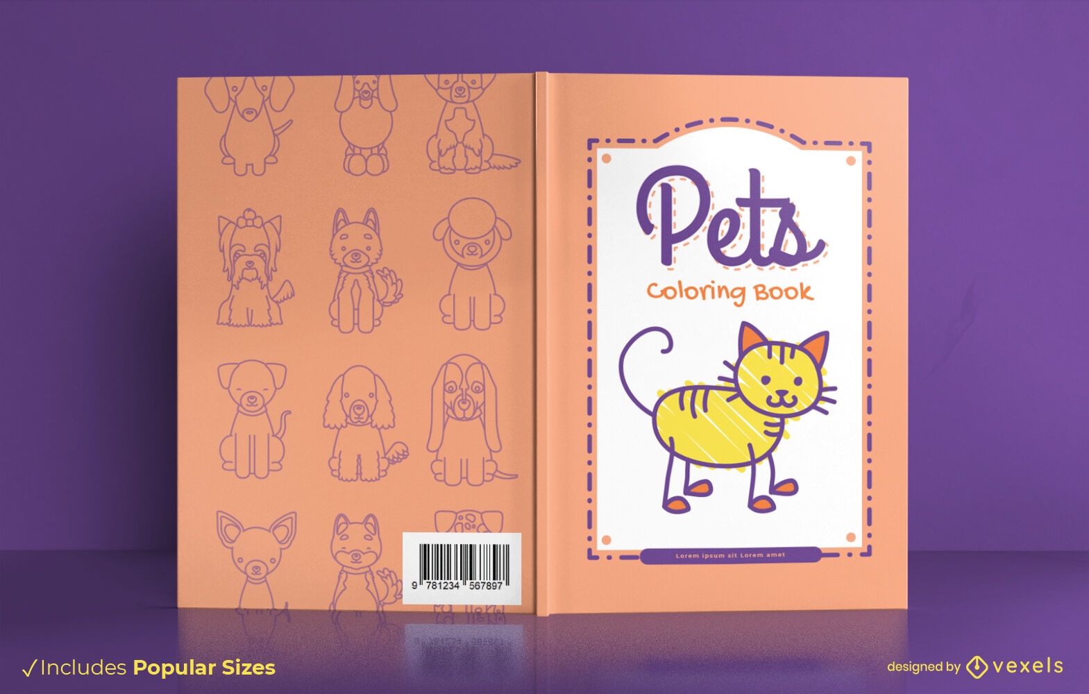 Colorear doodle mascotas Dise?o de portada de libro