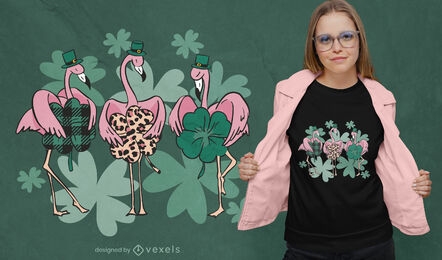 St. Patrick&#39;s Flamingos T-Shirt Design