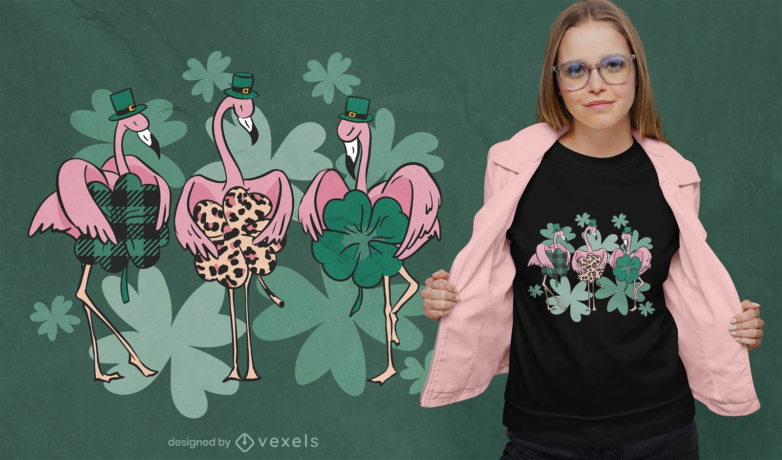 St Patrick's flamingos t-shirt design