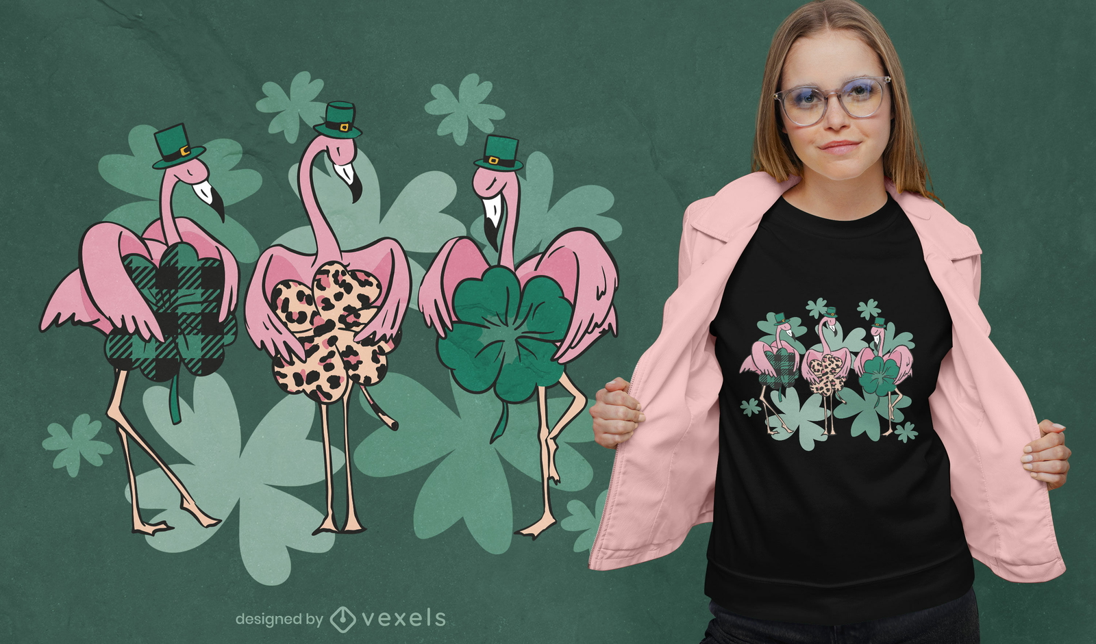 St Patrick's flamingos t-shirt design