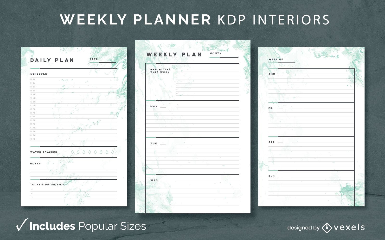 Planejador semanal de fumaça verde KDP Interior