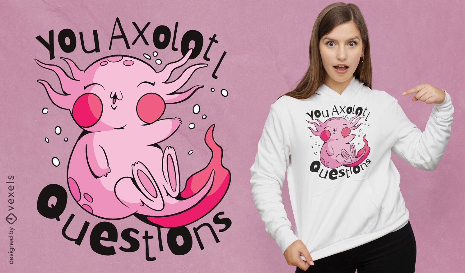 Axolotl hinterfragt lustiges T-Shirt Design