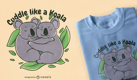 Diseño de camiseta de abrazo de koala