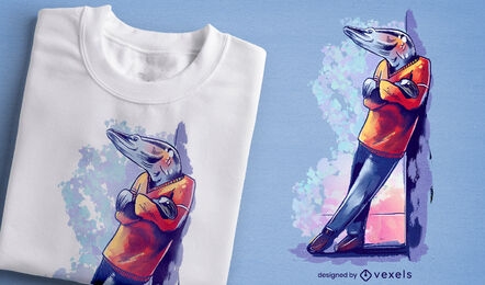 T-shirt de arrepiar homem animal marinho peixe psd