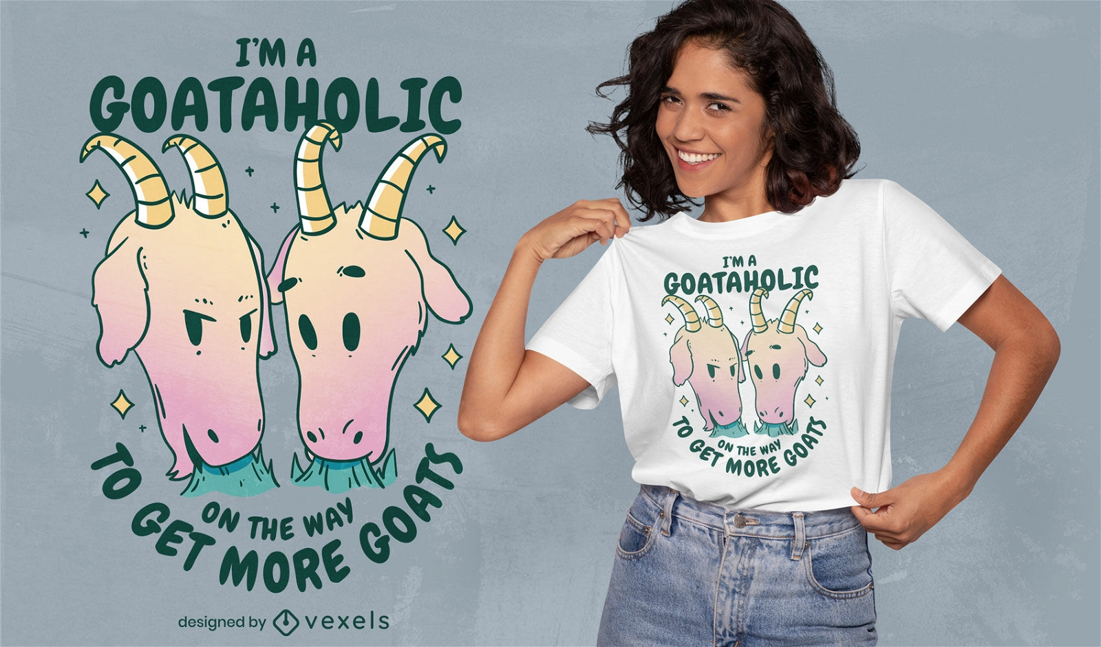 Goataholic goat t-shirt design