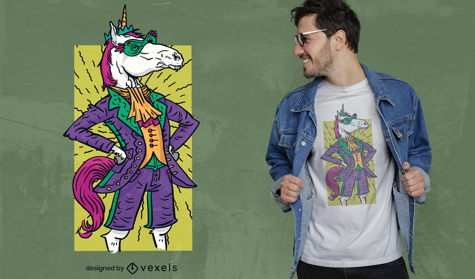 Diseño de camiseta de unicornio Mardi Gras