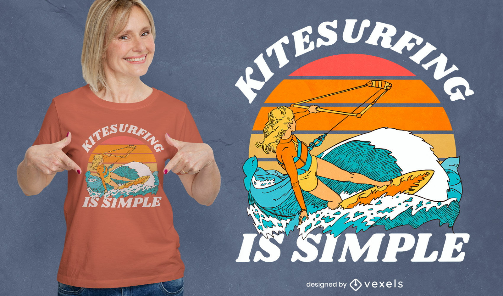 El kitesurf es un dise?o de camiseta simple.