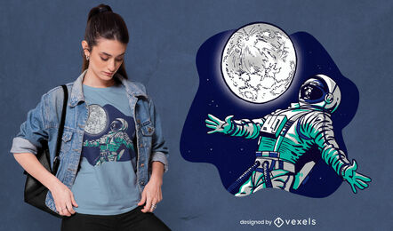 Astronaut and the moon t-shirt design