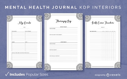 Self care mandala Journal Design Template KDP 