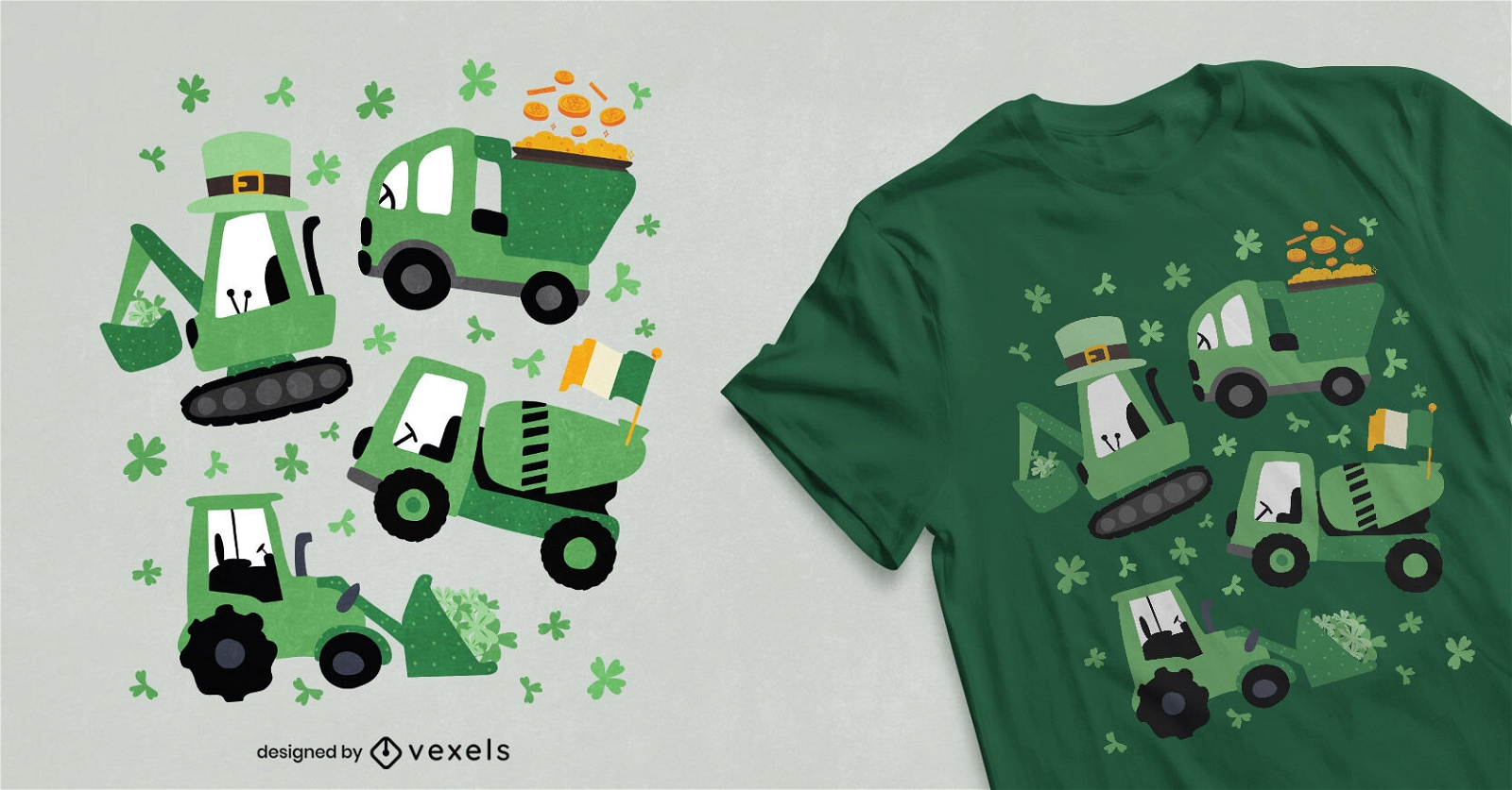 St Patrick's crane trucks t-shirt design