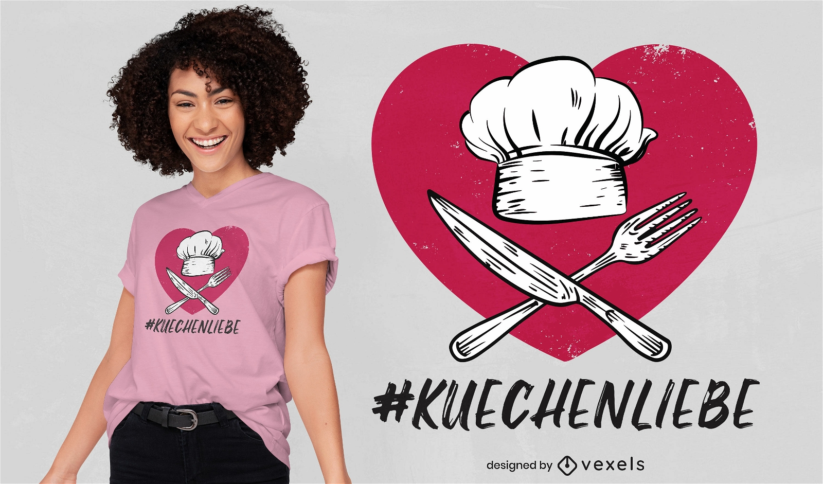 Design de camiseta de amor de cozinha