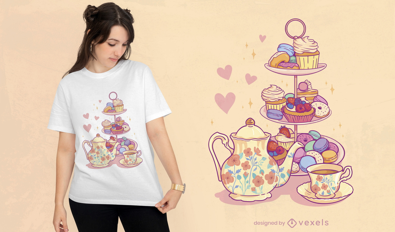 Etagere con diseño de camiseta de dulces.