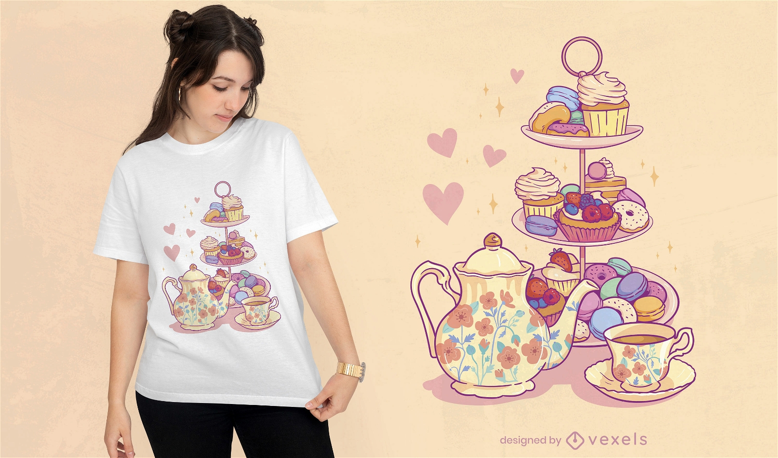Etagere with sweets t-shirt design