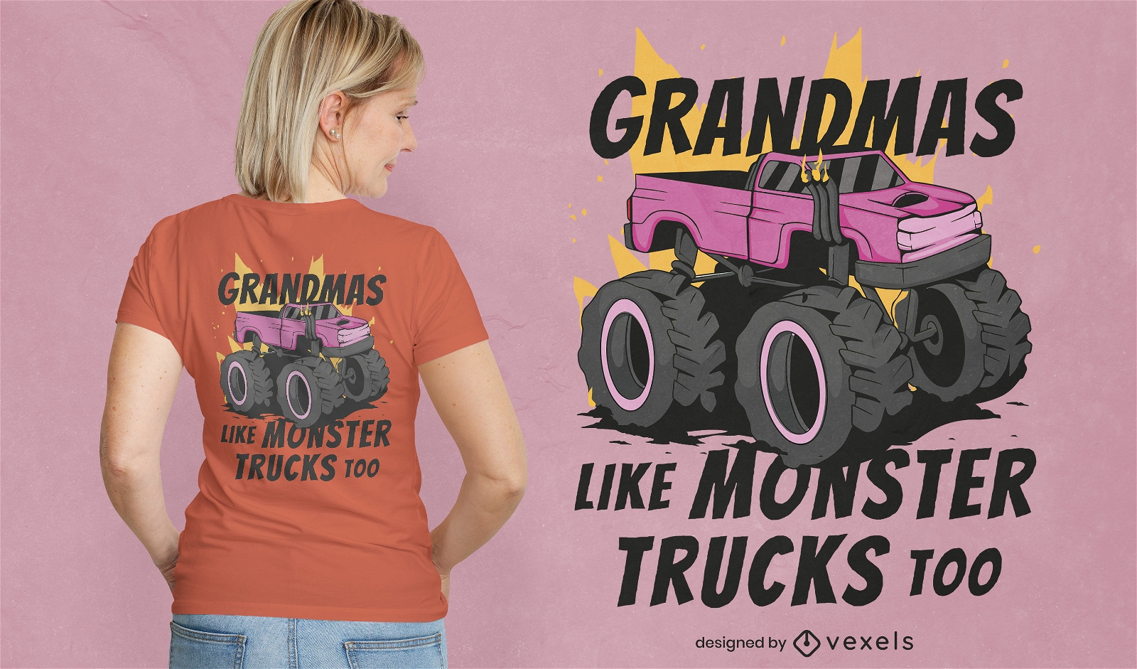 Genial diseño de camiseta de camión de abuela
