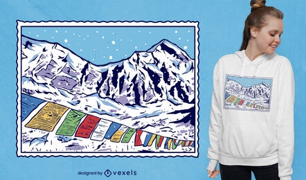Design de camiseta com selo do Himalaia