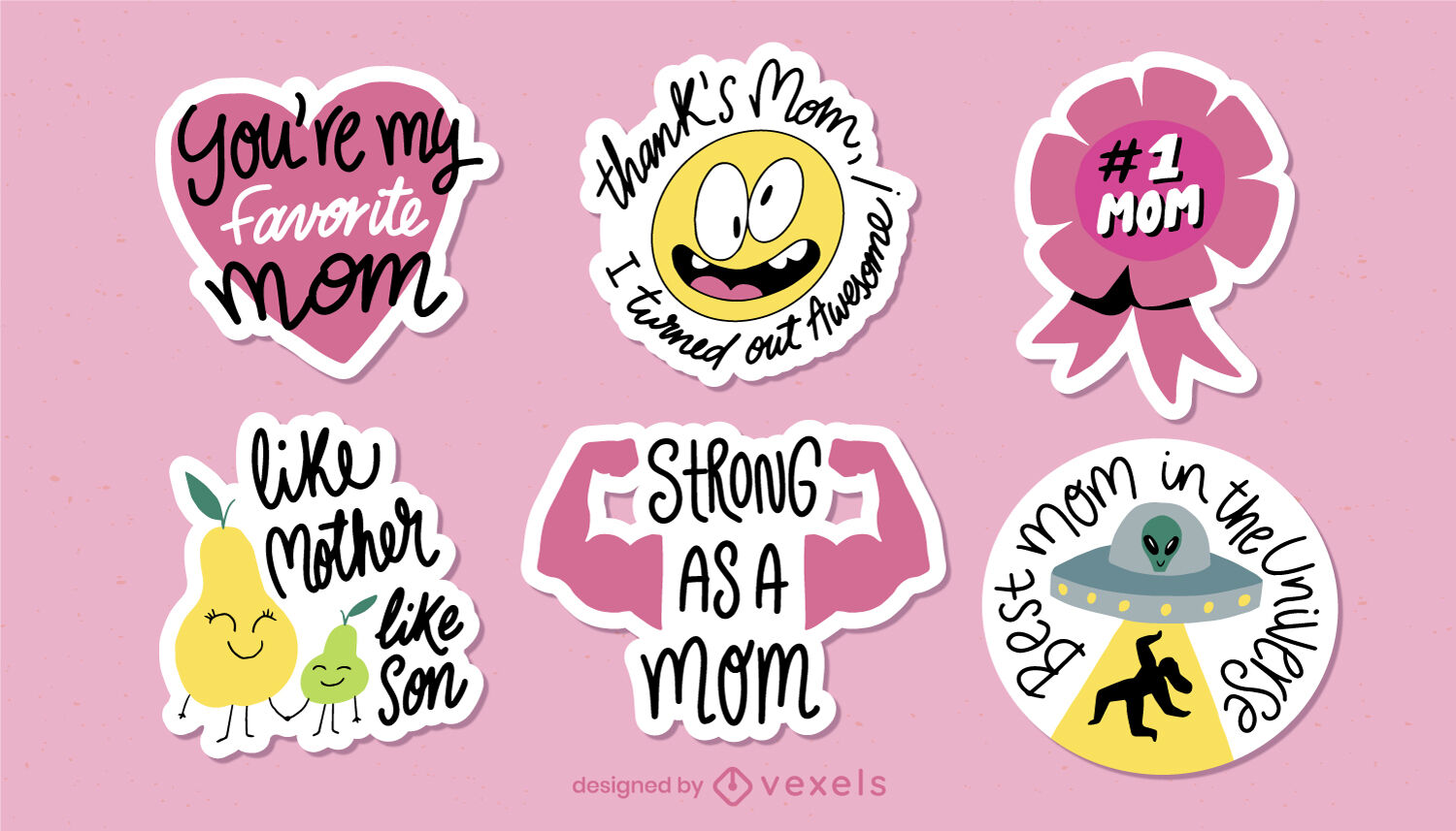 Cool mother's day stickers set