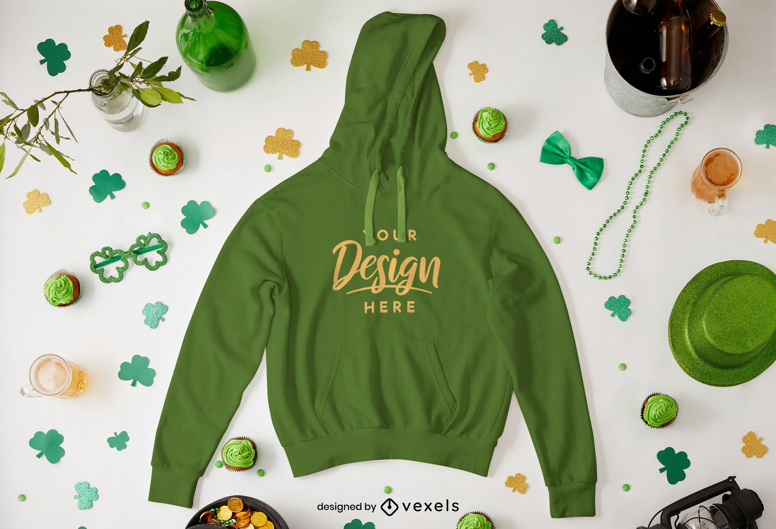 Diseño de maqueta de sudadera con capucha de St Patrick