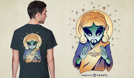Design de camiseta Alien Jesus UFO