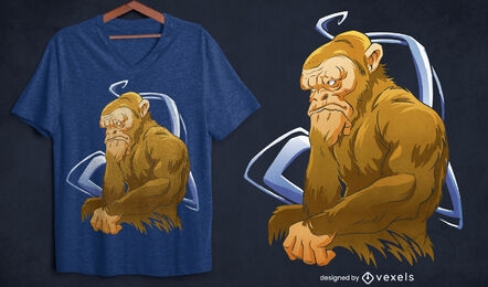 Design de camiseta de personagem de chimpanzé