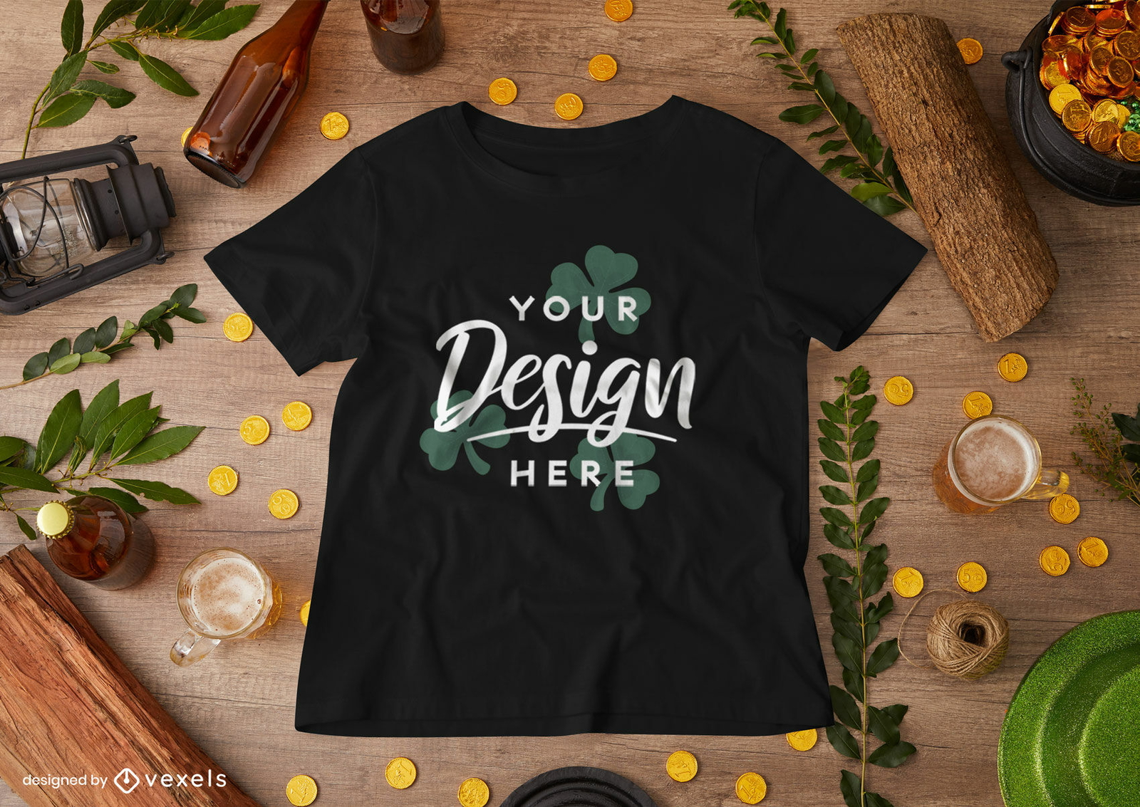 St Patrick's shamrock t-shirt mockup