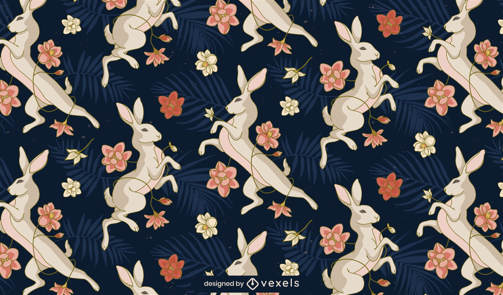 Diseño de patrón de conejo floral