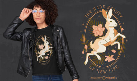 Florales magisches Kaninchen-T-Shirt-Design
