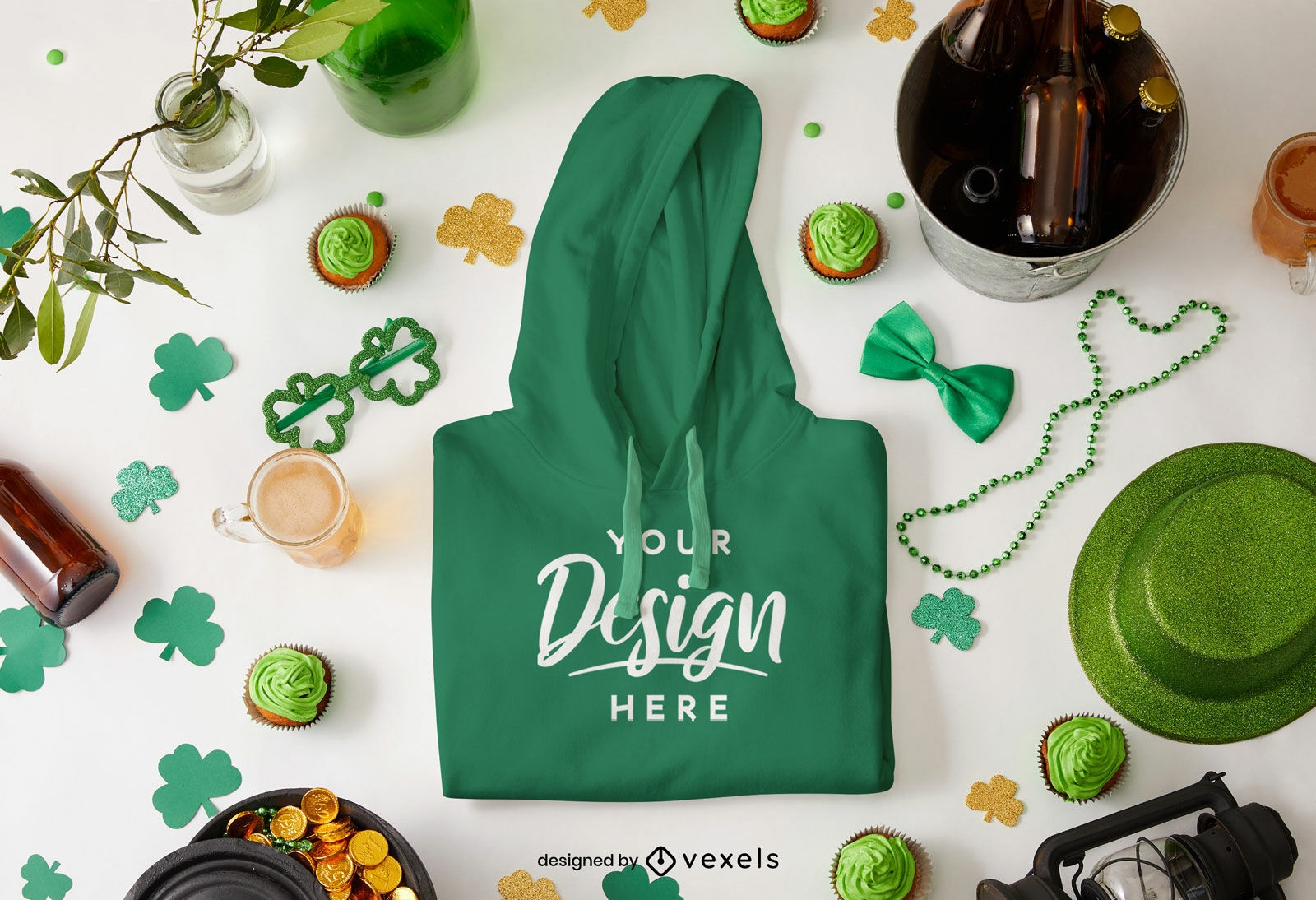 St Patrick's green hoodie mockup