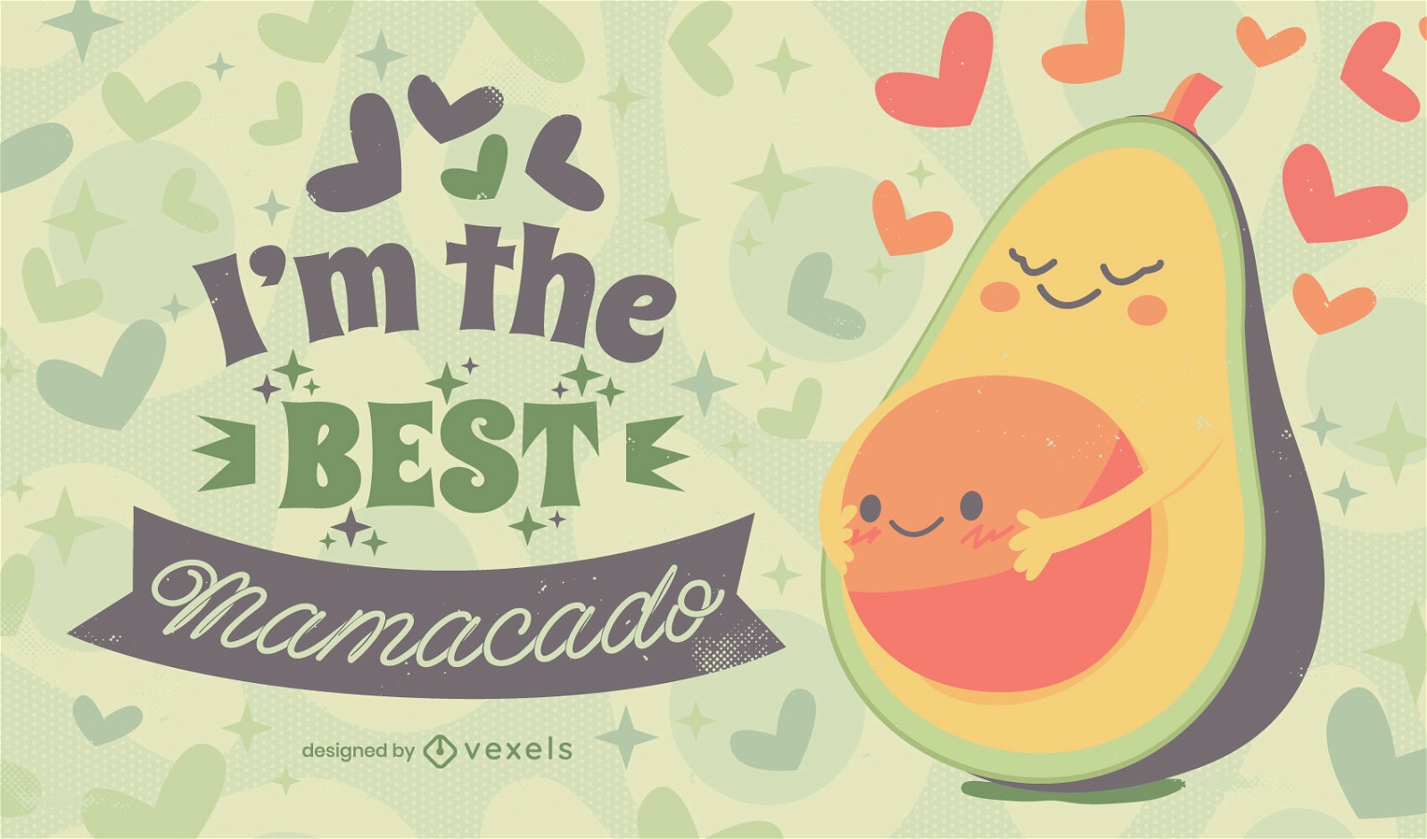 Cute avocado mom illustration