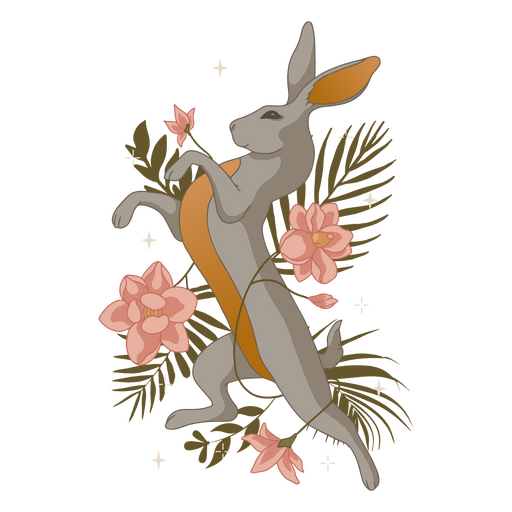 Mystic flower rabbit animal PNG Design