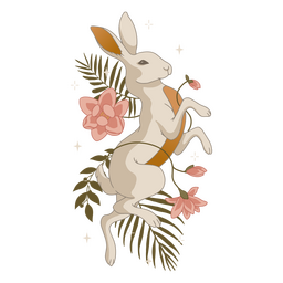Mystic flower white rabbit animal PNG Design Transparent PNG