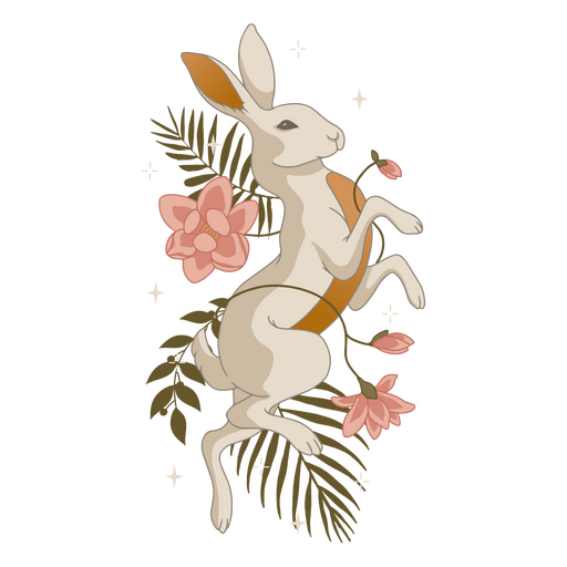 Animal de coelho branco de flor mística Desenho PNG